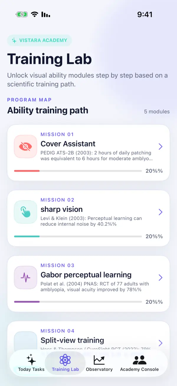 VistaraKids 截图：眼动追踪互动训练游戏画面